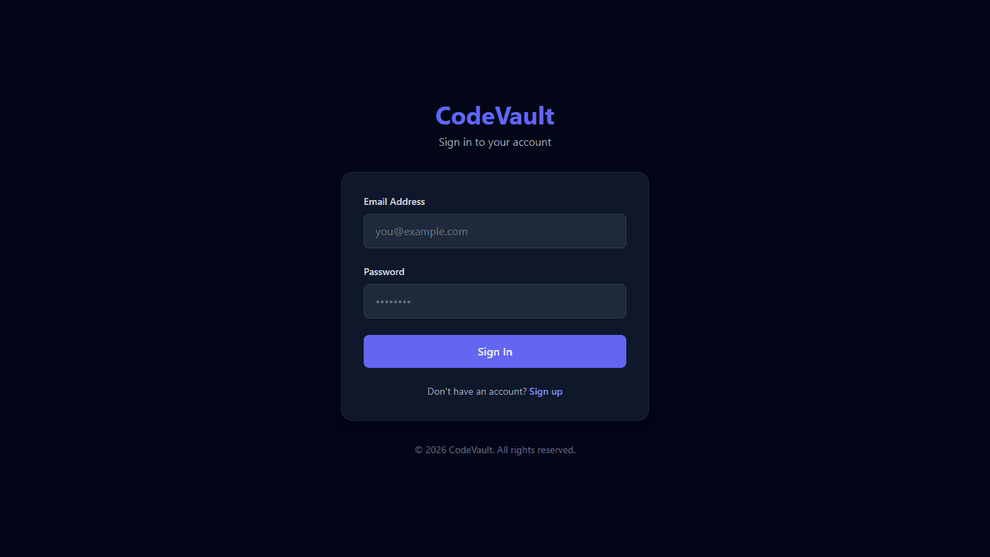 CodeVault sign-in screen